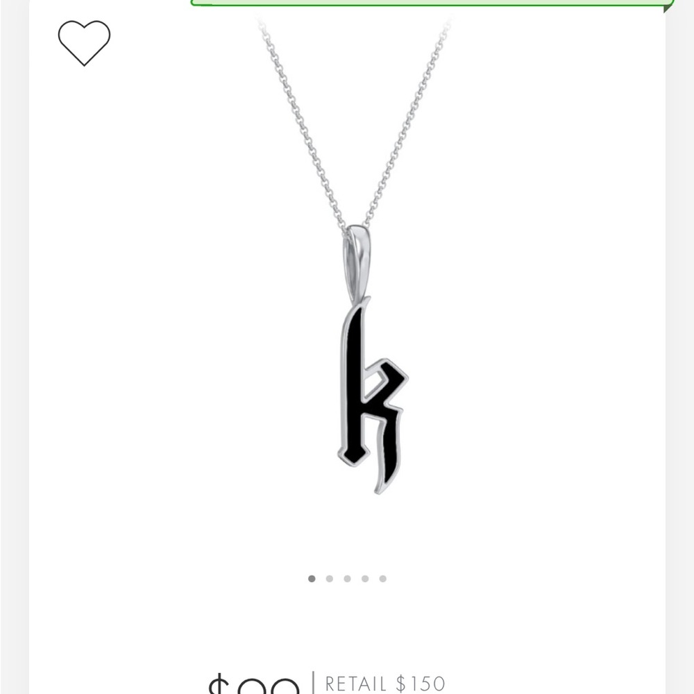 GOTHIC ENAMEL INITIAL LETTER “K” NECKLACE